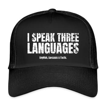 Sarcasm I speak three languages - Kids’ Trucker Cap - black/black - Front