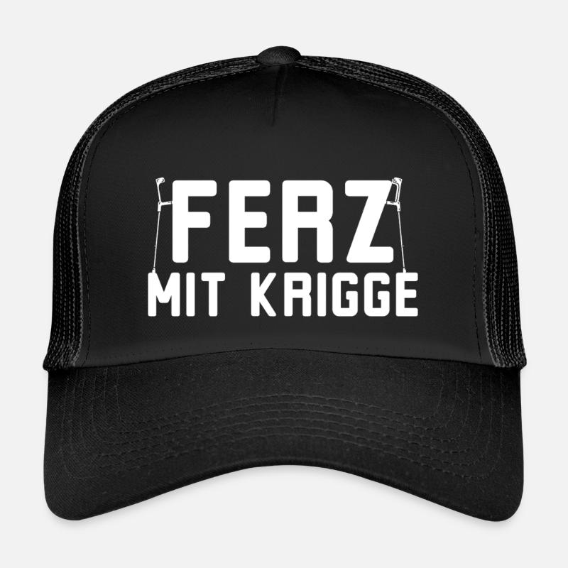 Ferz mit Krigge Hessisch Hessen Dialekt - Kinder Trucker-Cap - Schwarz/Schwarz