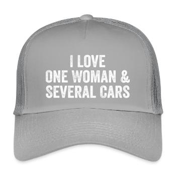 Eine Frau und viele Autos: Autohumor - Kinder Trucker-Cap - Hellgrau - Vorne