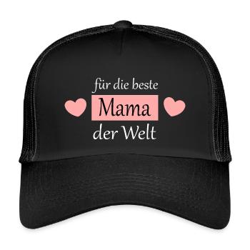 Muttertags Geschenk Mutter Muttertag Geschenkidee - Kinder Trucker-Cap - Schwarz/Schwarz - Vorne