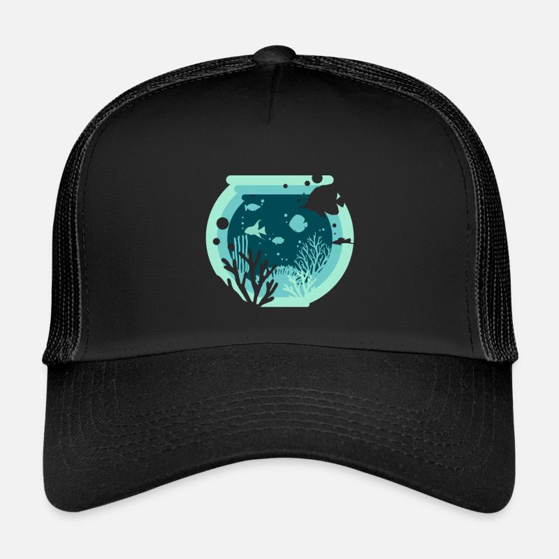 Aquarium - Aquaristik - Kinder Trucker-Cap - Schwarz/Schwarz