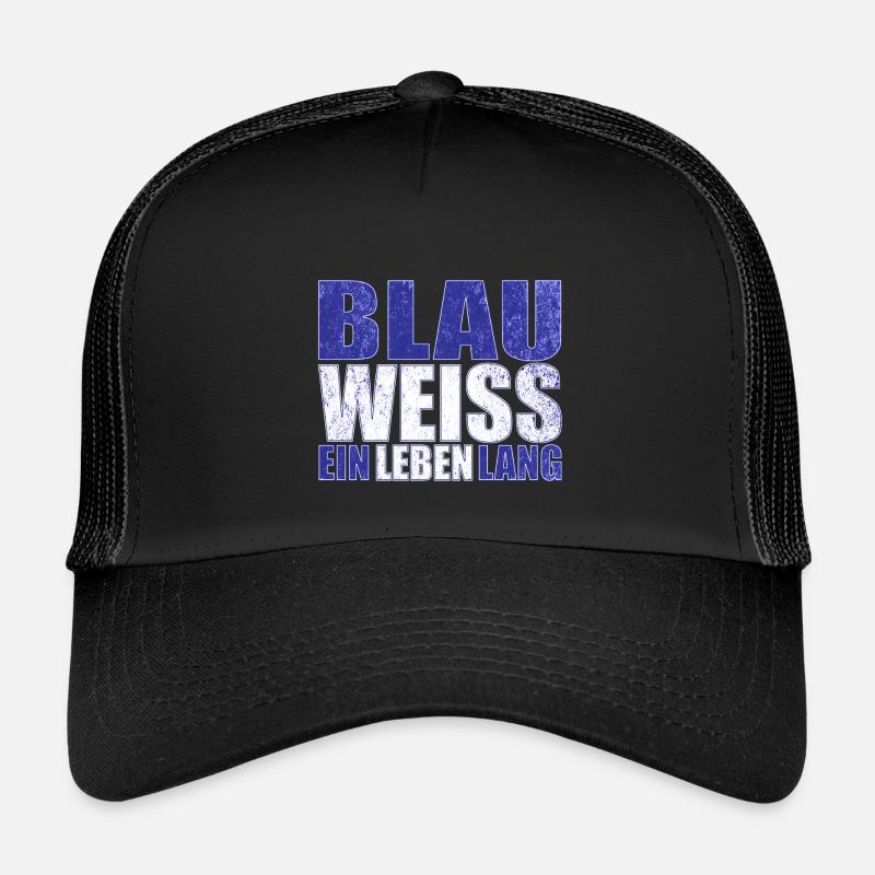 Blau Weiss ein Leben Lang - Kinder Trucker-Cap - Schwarz/Schwarz