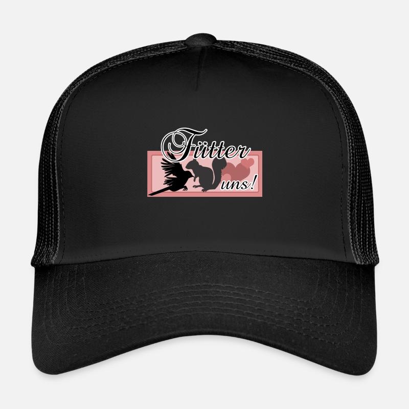 Füttern Wildtiere Tiere Eichhörnchen Vögel Spruch - Kinder Trucker-Cap - Schwarz/Schwarz