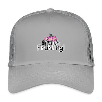 Endlich Frühling Blumen Jahreszeit Spruch - Kinder Trucker-Cap - Hellgrau - Vorne