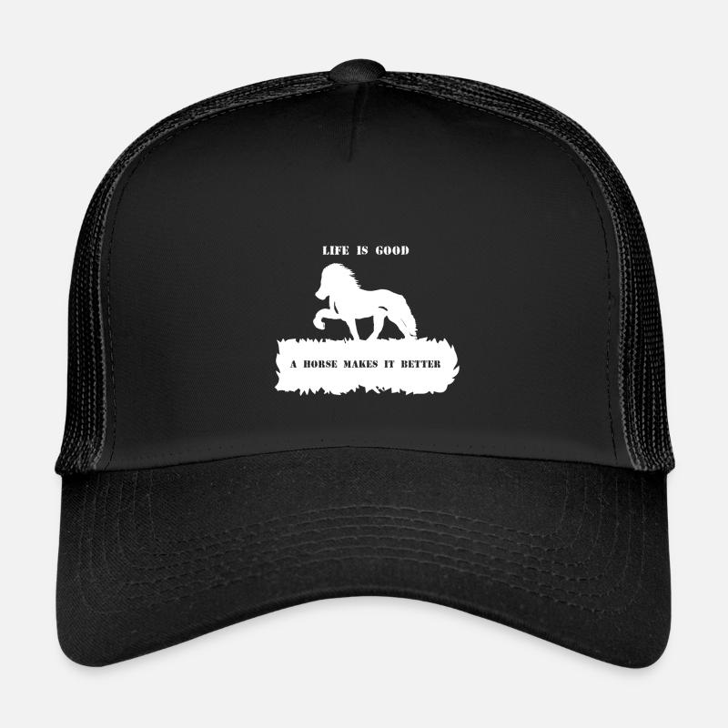 Spruch 2 mit Pferd 1 weiß - Kinder Trucker-Cap - Schwarz/Schwarz