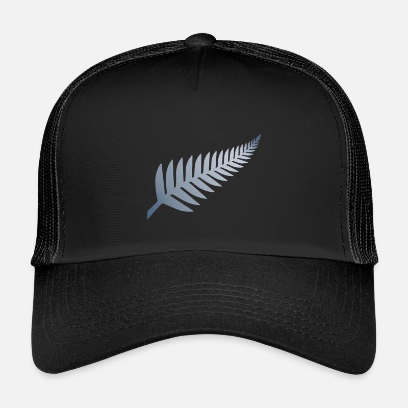 Neuseeländischer Silberfarn - Kinder Trucker-Cap - Schwarz/Schwarz