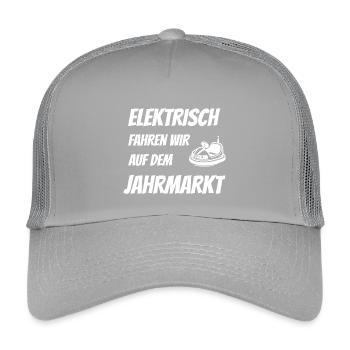 Elektrisch fahren auf dem Jahrmarkt - Anti E-Auto - Kinder Trucker-Cap - Hellgrau - Vorne
