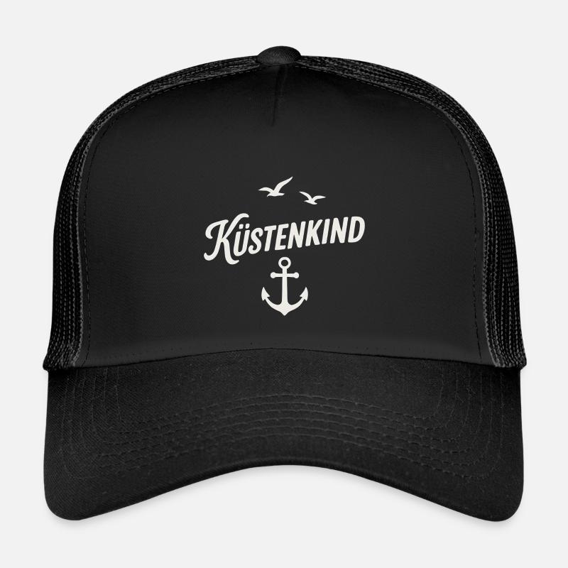 Küstenkind - Kinder Trucker-Cap - Schwarz/Schwarz