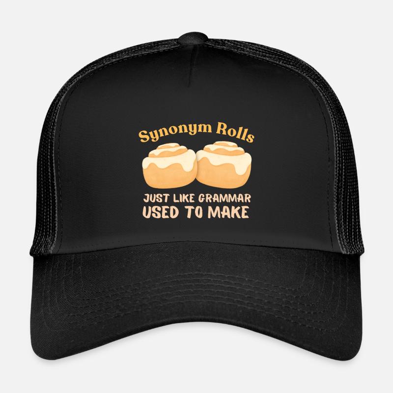 Synonym Rolls Grammar Humor Design - Kids’ Trucker Cap - black/black
