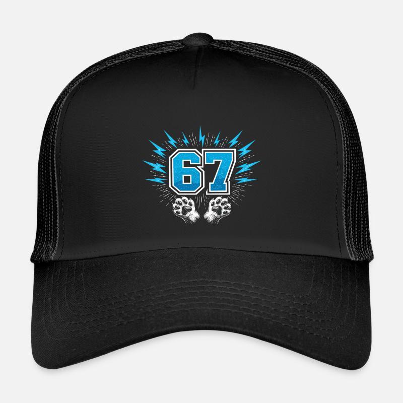 67 Six Seven - Katzenpfote - Kinder Trucker-Cap - Schwarz/Schwarz
