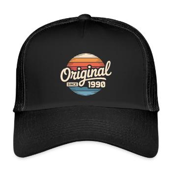 Jahrgang 1990 Vintage Geburtstag Geschenk 1990  - Kinder Trucker-Cap - Schwarz/Schwarz - Vorne