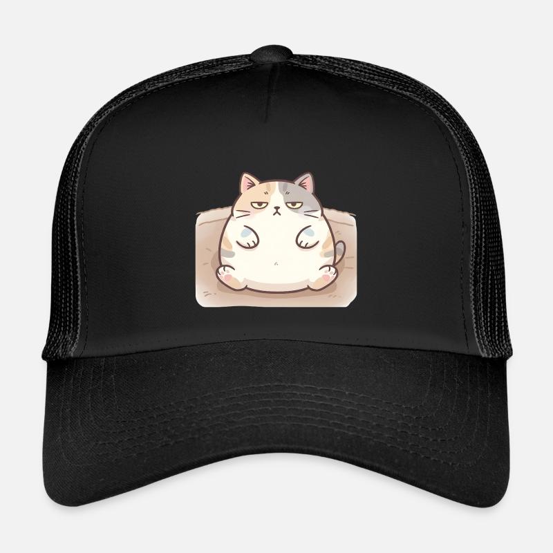 Flauschige dicke Katze in Stillpose - Kinder Trucker-Cap - Schwarz/Schwarz