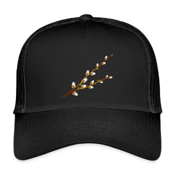 Zarte Palmkätzchen Zweige – Frühlingsmotiv - Kinder Trucker-Cap - Schwarz/Schwarz - Vorne