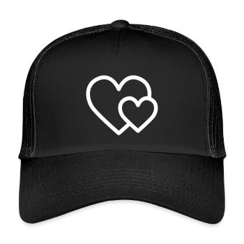 Petit cœur devant un grand cœur - Casquette trucker enfant - noir/noir - Devant