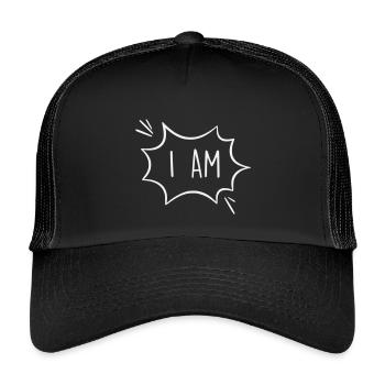 Ich bin: Kraftvolle Comic Sprechblase - Kinder Trucker-Cap - Schwarz/Schwarz - Vorne