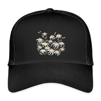 Fleurs sauvages avec abeilles - Casquette trucker enfant - noir/noir - Devant