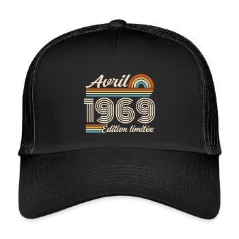  Avril 1969 anniversaire rétro 1969 April 1969 - Casquette trucker enfant - noir/noir - Devant