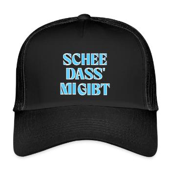 Selbstliebe auf bayerisch: Schee, dass mi gibt. - Kinder Trucker-Cap - Schwarz/Schwarz - Vorne
