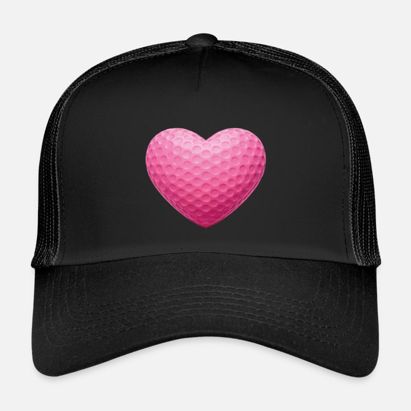 Pink Heart Golfball-Textur - Kinder Trucker-Cap - Schwarz/Schwarz