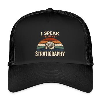 Ich spreche Stratigraphie | Geologie Fossilien - Kinder Trucker-Cap - Schwarz/Schwarz - Vorne