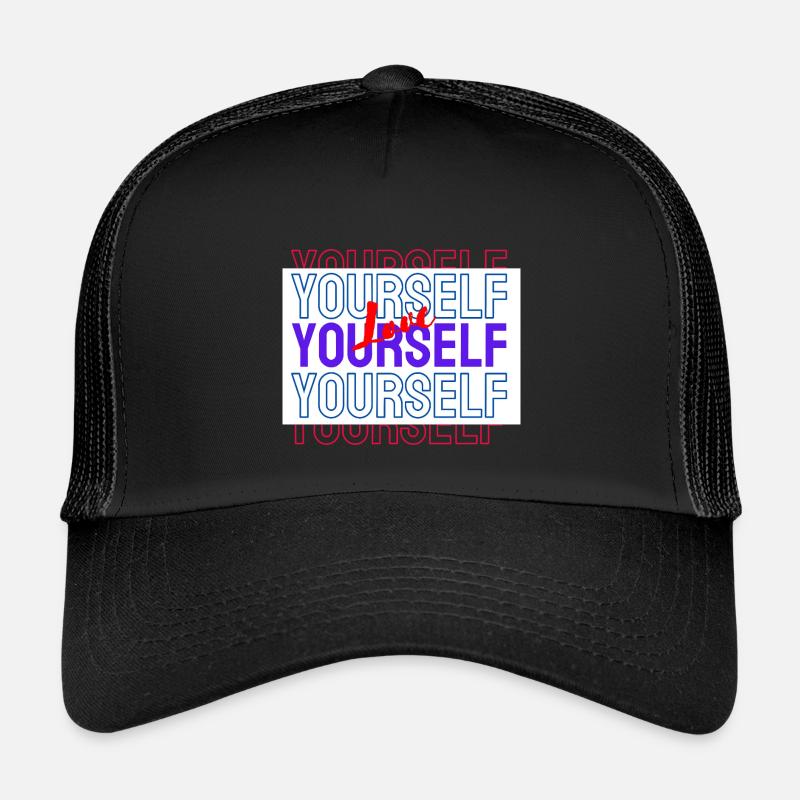 Love Yourself Pattern Love Yourself - Kids’ Trucker Cap - black/black