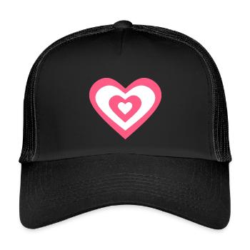 Rosa Herz, Valentinstag Geschenk - Kinder Trucker-Cap - Schwarz/Schwarz - Vorne