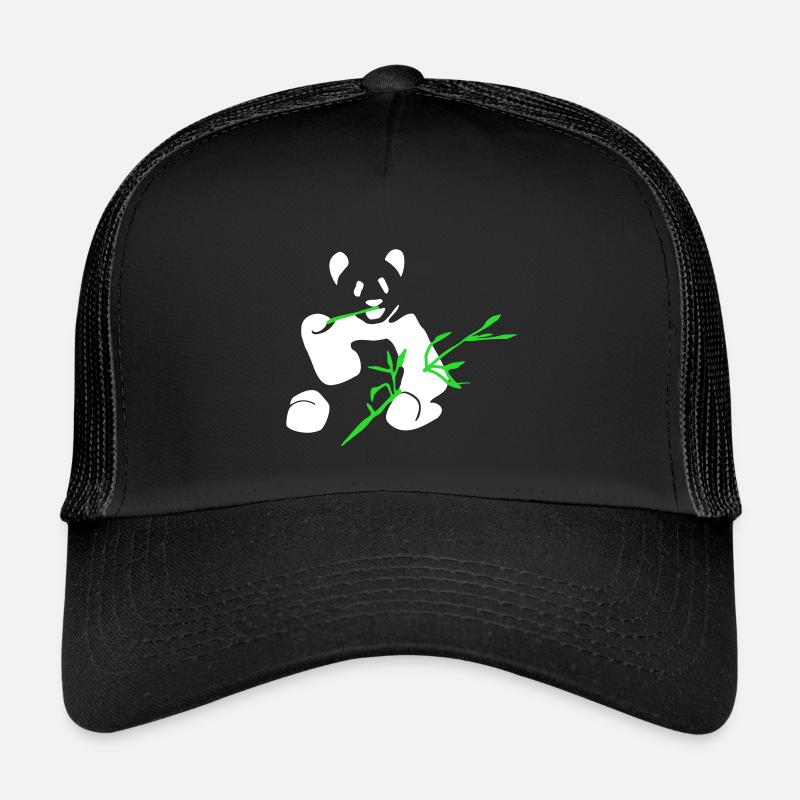Panda with bamboo - Kids’ Trucker Cap - black/black