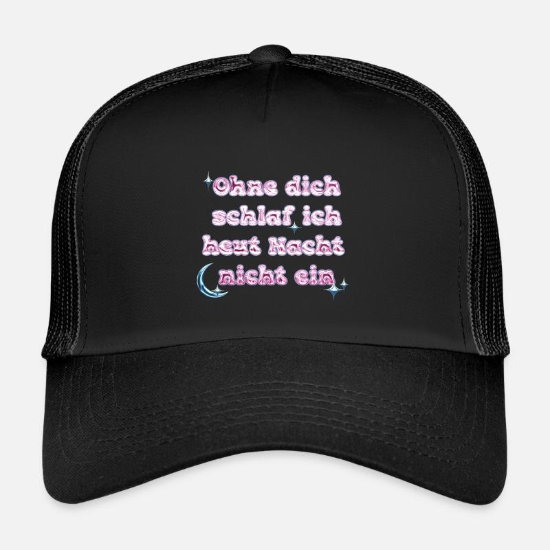 Ohne Dich - Y2K Textdesign - Kinder Trucker-Cap - Schwarz/Schwarz