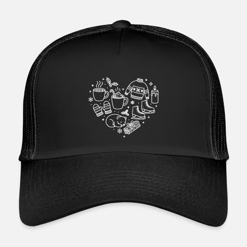 Winter Herz  - Kinder Trucker-Cap - Schwarz/Schwarz