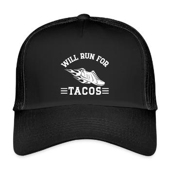 Cadeau de course pour un marathonien Will Run For Tacos - Casquette trucker enfant - noir/noir - Devant