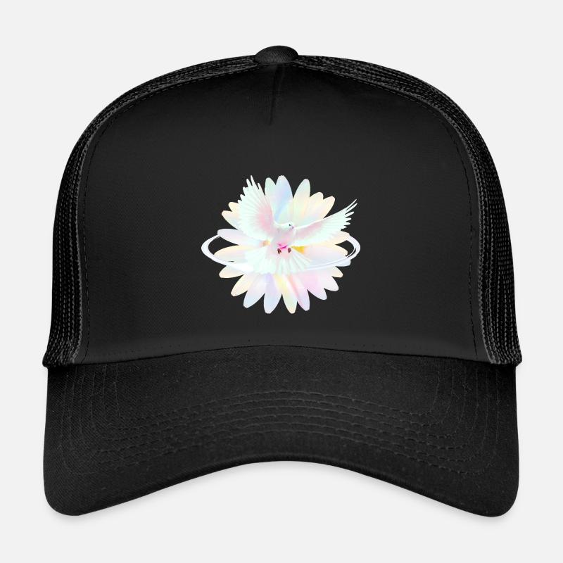 Pastelltaube im Regenbogenlicht - Kinder Trucker-Cap - Schwarz/Schwarz