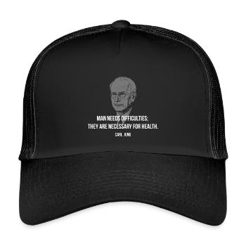  Carl Jung Quote - Difficulties Heal Health - Kids’ Trucker Cap - black/black - Front