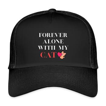 Toujours seul avec mon chat - Casquette trucker enfant - noir/noir - Devant