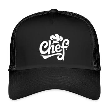 Chef Graffiti Küchenlogo - Kinder Trucker-Cap - Schwarz/Schwarz - Vorne