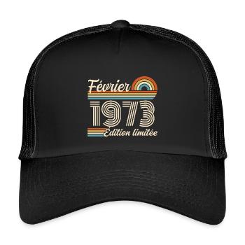 Geboren im Februar 1973 | 53. Jubiläum - Kinder Trucker-Cap - Schwarz/Schwarz - Vorne