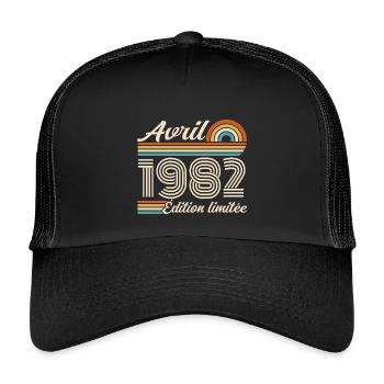 April 1982 Retro-Geburtstag 1982 April 1982 - Kinder Trucker-Cap - Schwarz/Schwarz - Vorne