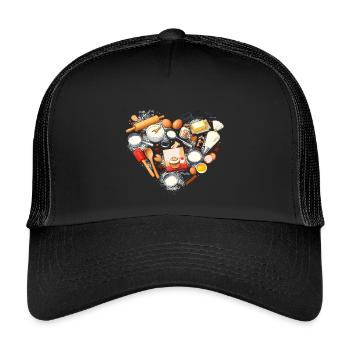 Baking Heart Shape Baking Utensils Hobby Baker - Kids’ Trucker Cap - black/black - Front