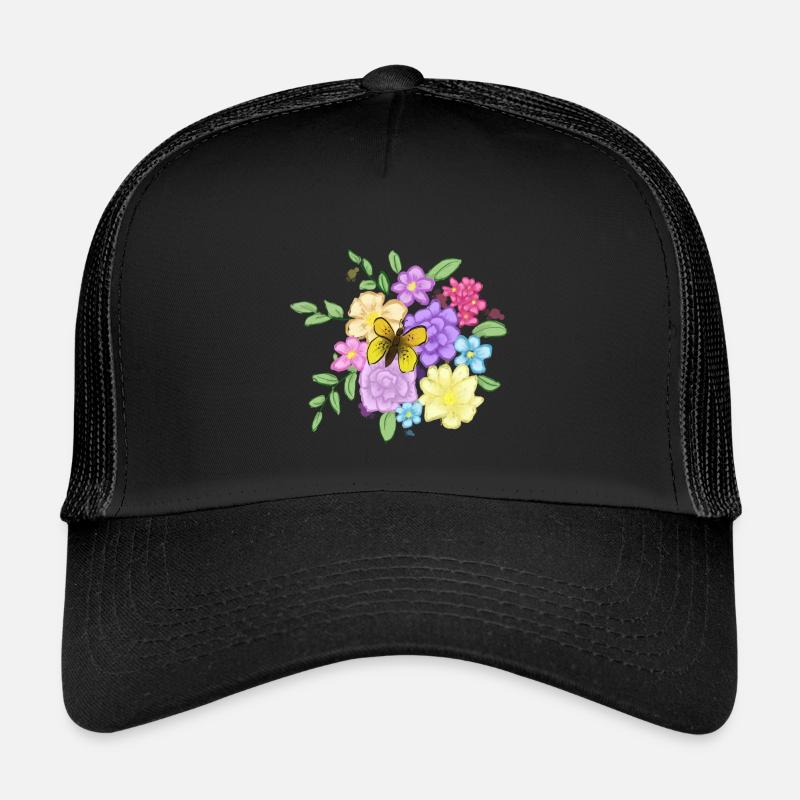 Blumenstrauß - Kinder Trucker-Cap - Schwarz/Schwarz