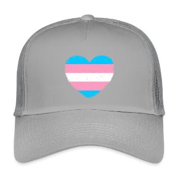Trans* Herz | Im Vintage-Style - Kinder Trucker-Cap - Hellgrau - Vorne