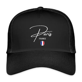 Paris France, design élégant Paris - Casquette trucker enfant - noir/noir - Devant