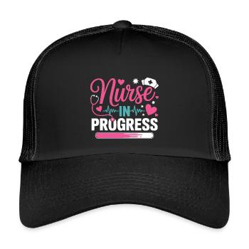 Nurse In Progress Pink Blue - Kids’ Trucker Cap - black/black - Front