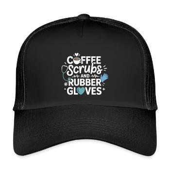 Kaffee Scrubs und Gummihandschuhe - Kinder Trucker-Cap - Schwarz/Schwarz - Vorne