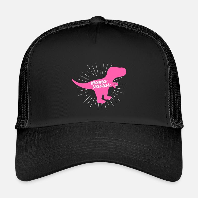 Mamasaurus T-Rex Dinosaur Pink Silhouette Gift - Kids’ Trucker Cap - black/black
