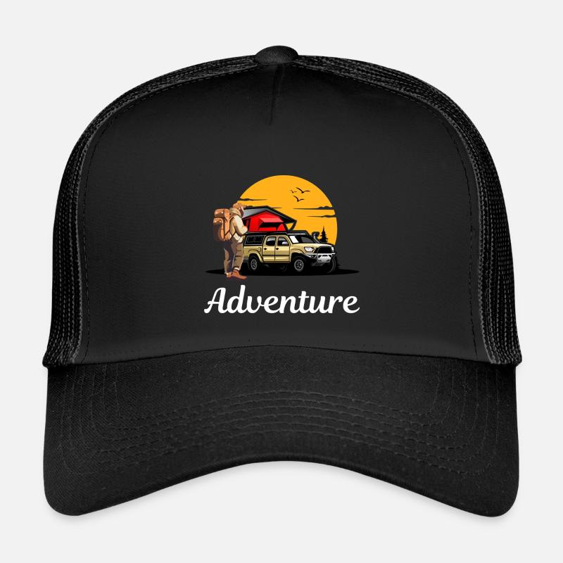 Abenteuerpfad Campingroadtrip - Kinder Trucker-Cap - Schwarz/Schwarz
