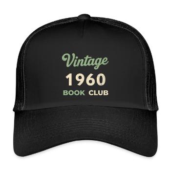 Vintage 1960 Book Club Retro Geburtsjahr Geschenk - Kinder Trucker-Cap - Schwarz/Schwarz - Vorne