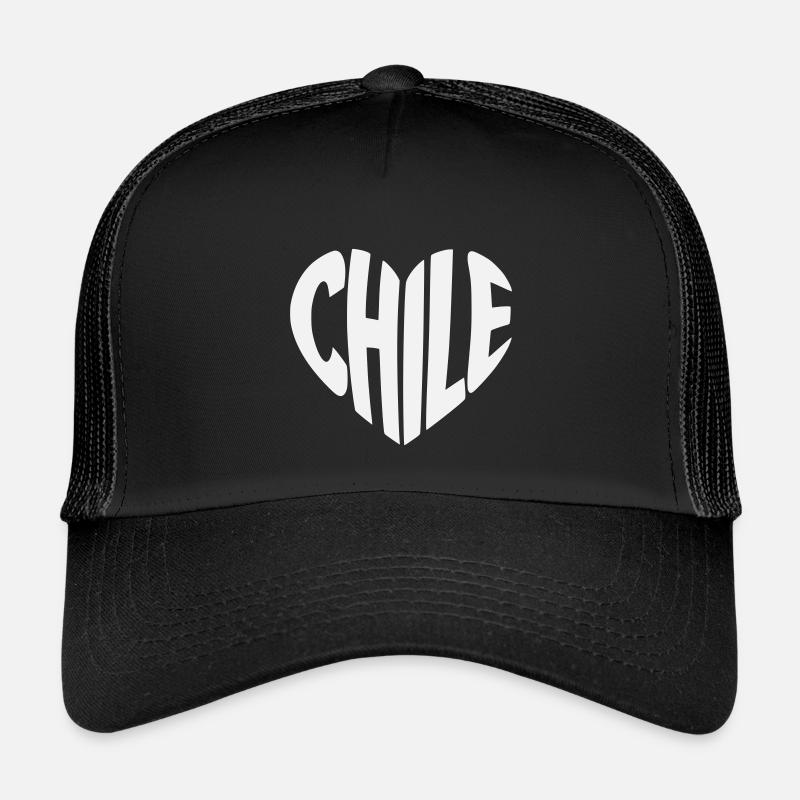 Chile Heart Typography Design - Kids’ Trucker Cap - black/black
