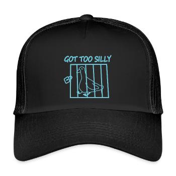 Oiseau en cage avec le texte Devenu trop bête - Casquette trucker enfant - noir/noir - Devant