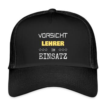 Lehrer - Kinder Trucker-Cap - Schwarz/Schwarz - Vorne