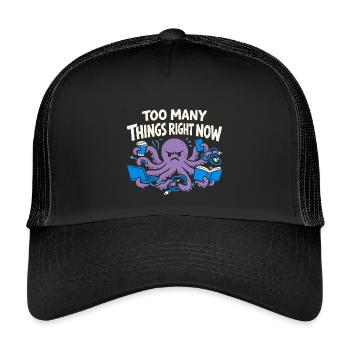 Funny Octopus Overstimulated - Kids’ Trucker Cap - black/black - Front