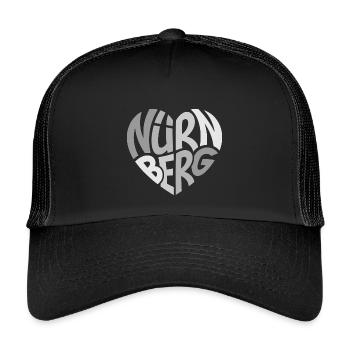 Nürnberg Herz Graffiti Typo - Kinder Trucker-Cap - Schwarz/Schwarz - Vorne